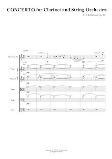 Partition complète, Concerto pour clarinette et cordes, B-flat major