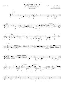 Partition violon II, corde quatuor No.19, Dissonance Quartet ; Dissonant Quartet