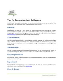 Tips for Renovating Your Bathrooms