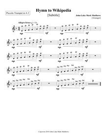 Partition Piccolo trompette 3 (en A), Hymn to Wikipedia, D major