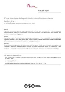 Essai d analyse de la participation des élèves en classe hétérogène - article ; n°1 ; vol.49, pg 45-61