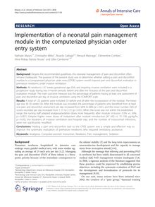 Implementation of a neonatal pain management module in the computerized physician order entry system
