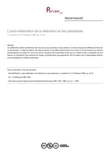 L auto-célébration de la télévision et ses paradoxes - article ; n°1 ; vol.4, pg 37-43