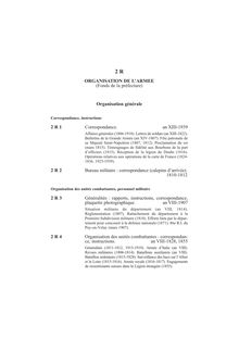 Organisation générale 2 R 1 Correspondance. - ORGANISATION DE L ...