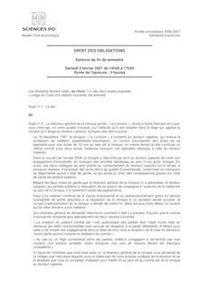 Droit des obligations 2007 Master Droit Economique IEP Paris - Sciences Po Paris