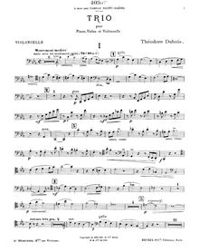 Partition de violoncelle, Piano Trio en C Minor, Dubois, Théodore