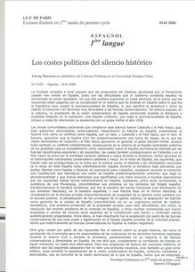 Espagnol LV1 2006 Admission en deuxième année IEP Paris - Sciences Po Paris