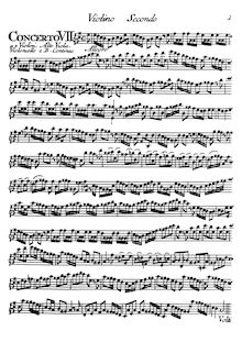 Partition violons II (600dpi), 12 Concertos à cinque, Op.7, Concerti a cinque con violini, oboè, violetta, violoncello e basso continuo. opera settima.