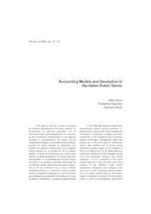 Accounting models and devolution in the Italian public sector