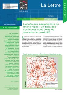 L accès aux équipements en Rhône-Alpes : un tiers des communes sont pôles de services de proximité