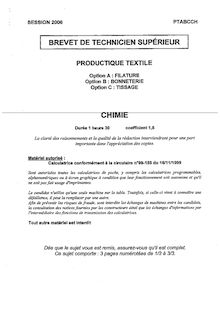 Chimie 2006 Filature BTS Productique - textile