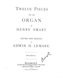 Partition complète, 12 pièces pour pour orgue, Smart, Henry Thomas
