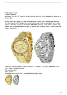 2 PACK Geneva Silver and Gold Plated Classic Round CZ Ladies Boyfriend Watch Watch Review