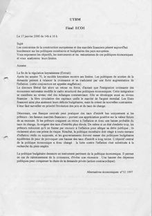Fondements de l économie 1999 Université de Technologie de Belfort Montbéliard
