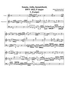 Partition Score (1st mouvement), violon Sonata, Sonata for Violin and Keyboard
