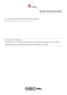 La culture professionnelle des policiers - article ; n°3 ; vol.35, pg 393-411