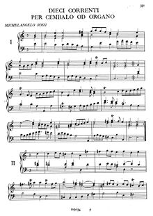 Partition complète, 10 Correnti per Cembalo od Organo, Rossi, Michelangelo