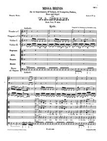 Partition complète, Missa brevis, Orgelsolo-Messe ; Organ Solo Mass ; Mass No.12