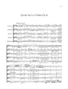 Partition complète, corde quintette No.1, Op.18, A Major, Mendelssohn, Felix