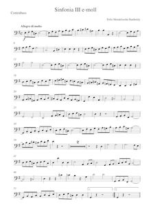 Partition Contrabasses, corde Symphony No.3 en E minor, Sinfonia III