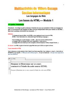 Les bases du langage HTML
