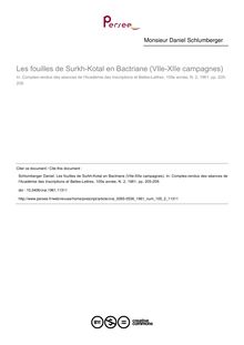 Les fouilles de Surkh-Kotal en Bactriane (VIle-XIIe campagnes) - article ; n°2 ; vol.105, pg 205-209