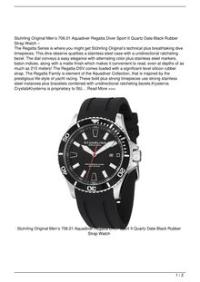 Stuhrling Original Men8217s 706.01 Aquadiver Regatta Diver Sport II Quartz Date Black Rubber Strap Watch Watch Reviews