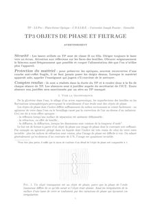Objets de phase et filtrage - Plate forme Optique C E S I R E Université Joseph Fourier Grenoble