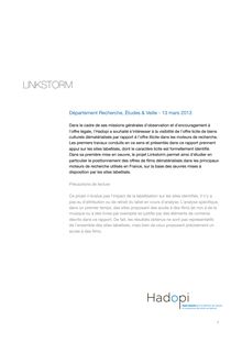 Rapport Linkstorm - Hadopi, manque de visibilité des sites légaux 