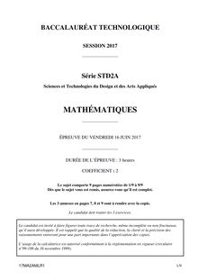 Sujet Mathématiques STD2A - 2017 