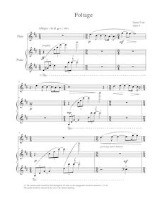 Partition flûte et partition de piano, Foliage, Carr, Daniel