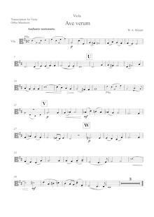 Partition de viole de gambe (alternate to violon - low), Ave verum corpus