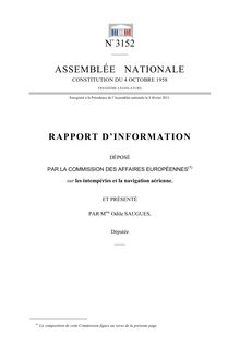Rapport d information déposé par la commission des affaires européennes sur les intempéries et la navigation aérienne
