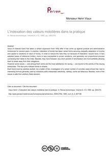 L indexation des valeurs mobilières dans la pratique - article ; n°2 ; vol.6, pg 249-274