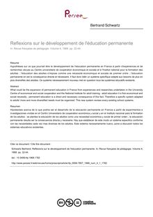 Reflexions sur le développement de l éducation permanente - article ; n°1 ; vol.4, pg 32-44