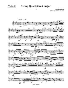 Partition violon 1, corde quatuor en A major, MH 310, A major, Haydn, Michael