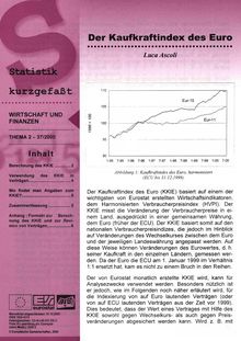 Statistik kurzgefaßt. Wirtschaft und Finanzen Nr. 37/2000. Der Kaufkraftindex des Euro