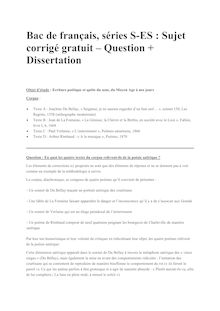 Bac Premiere 2012 S ES Francais Corrige Question 1 + Dissertation