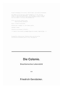 Die Colonie. Zweiter Band. - Brasilianisches Lebensbild