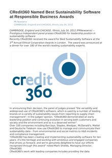 CRedit360 Named Best Sustainability Software at Responsible Business Awards
