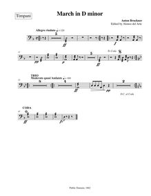Partition timbales, March en D minor, D minor, Bruckner, Anton