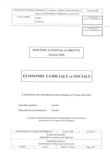 Economie Familiale et Sociale 2006 Brevet (filière technologique)