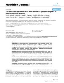 Soy protein supplementation does not cause lymphocytopenia in postmenopausal women