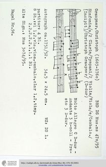 Partition complète et parties, Sinfonia en D major, GWV 529