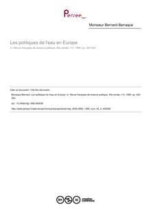 Les politiques de l eau en Europe - article ; n°3 ; vol.45, pg 420-453