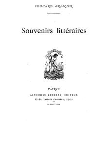 Souvenirs littéraires / Édouard Grenier