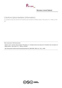 L écriture lybico-berbère (information) - article ; n°2 ; vol.142, pg 593-601