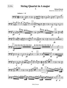 Partition violoncelle, corde quatuor en A major, MH 310, A major
