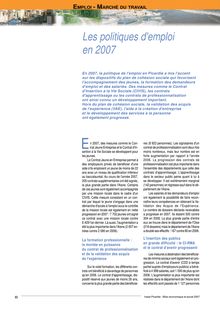 Chapitre : Emploi - Marché du travail du Bilan économique et social Picardie 2007. Les politiques d emploi en 2007 