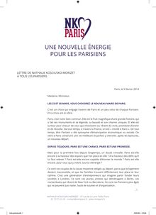 La lettre de NKM à tous les Parisiens